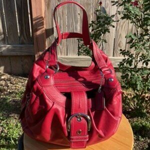 Coach Soho Lynn Large Leather Hobo in Cherry Red